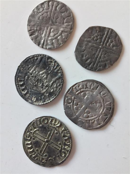 5 Medieval silver coins